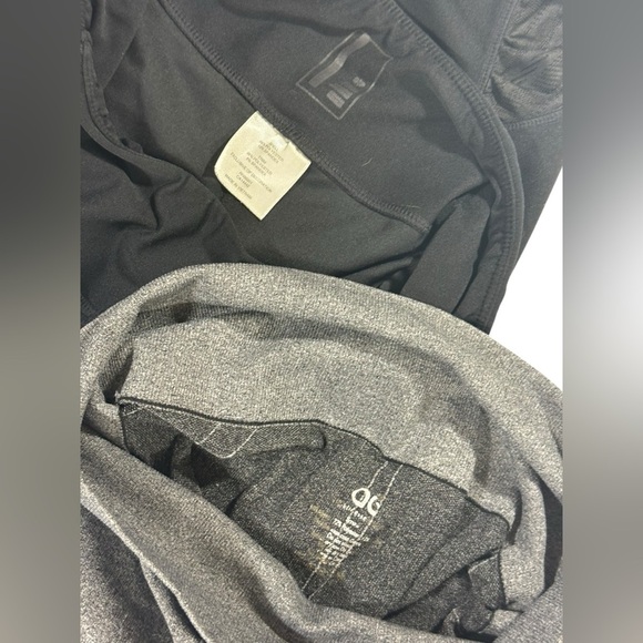 Bundle of 2 Cropped Leggings SzSm Black Gray Rouched Side Hem - Picture 5 of 14